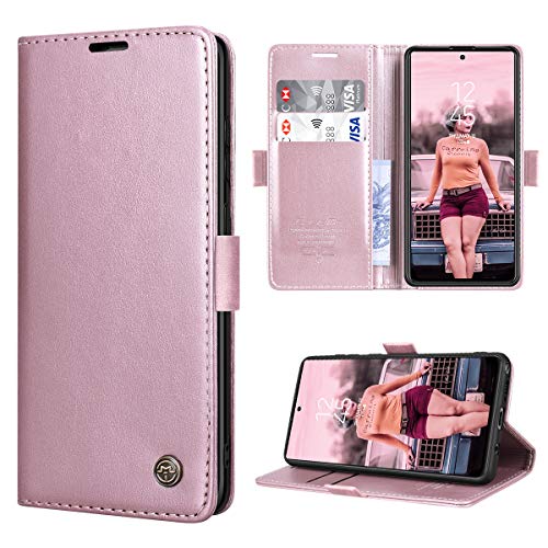 RuiPower para Funda Samsung Galaxy Note 10 Lite con Tapa Funda Samsung Note 10 Lite Libro Fundas de Cuero PU Premium Magnético Tarjetero y Suporte Silicona Carcasa Samsung Note 10 Lite - Oro Rosa