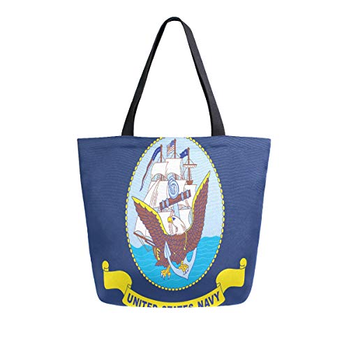 RXYY - Bolsa de lona para mujer, diseño de la bandera de las fuerzas navales, color azul marino