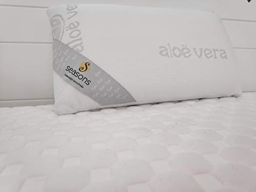 Seasons Almohada de Viaje viscoelastica Aloe Vera, Hilo de Plata, Blanco, 43x22x10 cm Seasons Almohada de Viaje viscoelastica Aloe Vera, Hilo de Plata, Blanco, 43x22x10 cm