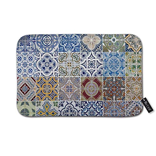 Set of 48 Ceramic Tiles Patterns Home Hotel Room Door Floor Mat Bathroom Bedroom Kitchen Living Room Children's Carpet Non-Slip Material Flannel 40x60cm