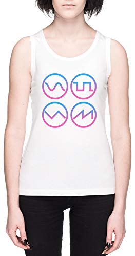 Sintetizador Forma de Onda Sintetizador Blanca Mujer Camiseta De Tirantes Tamaño XL White Women's Tank tee Size XL