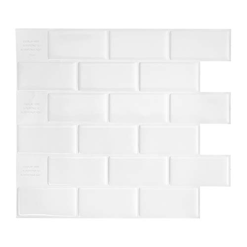 Smart Tiles Peel and Stick - Juego de 4 baldosas de Pared y baldosas, Color Blanco