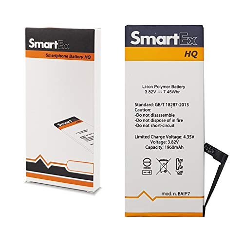 Smartex® Nueva Li-Ion Baterìa Compatible con iPhone 7/1960 mAh | Batería de Repuesto sin ciclos de Recarga | 24 Meses de garantía