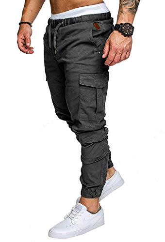 Socluer Cinturón de algodón elástico de los Hombres Pantalones de Carga Largos con cordón Bolsillos Laterales Pantalones Deportivos Pantalones de Jogging Ropa Deportiva Socluer Cinturón de algodón elástico de los Hombres Pantalones de Carga Largos con cordón Bolsillos Laterales Pantalones Deportivos Pantalones de Jogging Ropa Deportiva