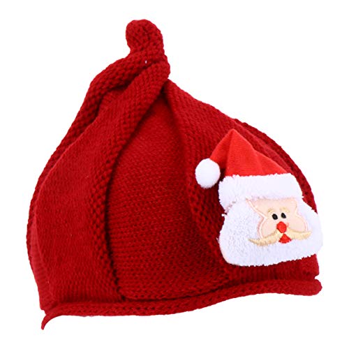 SOIMISS Recién Nacido Sombrero de Navidad Rojo Santa Claus Reno Patrón Cálido Gorro Hecho a Mano Crochet Puntiagudo Sombrero Tocado de Vacaciones para Bebé Estilo 1