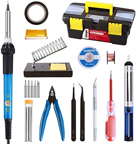 Soldador de Estaño 21 en 1 Kit de soldador con Caja de Herramientas,220V 60W soldador electrico,Temperatura Ajustable,5pcs Puntas De Soldador,Estaño soldaduras,Desoldadora.Alambre de Soldadura kit Soldador de Estaño 21 en 1 Kit de soldador con Caja de Herramientas,220V 60W soldador electrico,Temperatura Ajustable,5pcs Puntas De Soldador,Estaño soldaduras,Desoldadora.Alambre de Soldadura kit