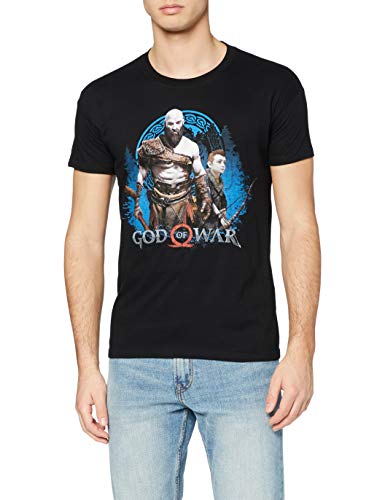 Sony God of War Men's Kratos & Atreus T-Shirt, Small, (GE6243S) Camiseta, Negro (Black Black), S para Hombre
