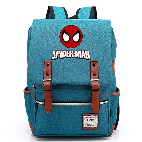 Spider-Man Peter Parker Mochila escolar para ordenador portátil para niños y niñas de 14 pulgadas, unisex, ligera, 17 l, mochila escolar Azul azul 07