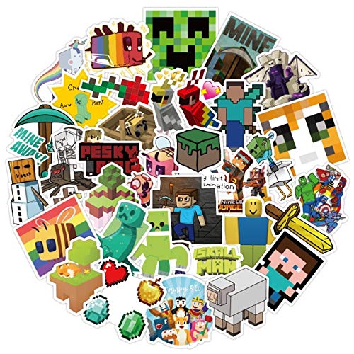 SSQ Pegatinas de diseño Minecrafted para monopatín, Nevera, Guitarra, portátil, Motocicleta, Equipaje de Viaje, Pegatinas de Dibujos Animados, 50 Uds.