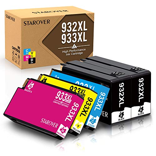 STAROVER 932XL 933XL Tinta Compatible Cartuchos de Repuesto para HP 932XL Officejet 933XL para HP 6100 6600 6700 7110 7510 7610 7612 (Paquete de 5) STAROVER 932XL 933XL Tinta Compatible Cartuchos de Repuesto para HP 932XL Officejet 933XL para HP 6100 6600 6700 7110 7510 7610 7612 (Paquete de 5)
