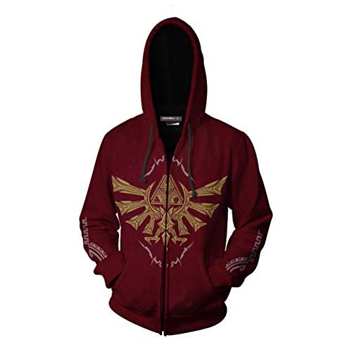 Sudadera con capucha unisex con impresión 3D de la leyenda de Zelda - Rojo - XX-Large