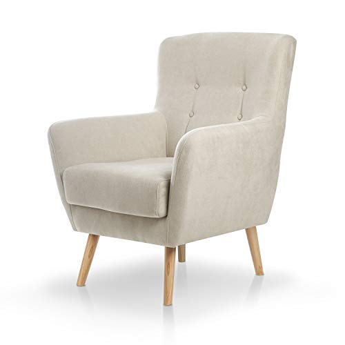 SUENOSZZZ-ESPECIALISTAS DEL DESCANSO Butaca nórdica Izan de una Plaza, sillón tapizado en Tela Antimanchas Color Beige SUENOSZZZ-ESPECIALISTAS DEL DESCANSO Butaca nórdica Izan de una Plaza, sillón tapizado en Tela Antimanchas Color Beige