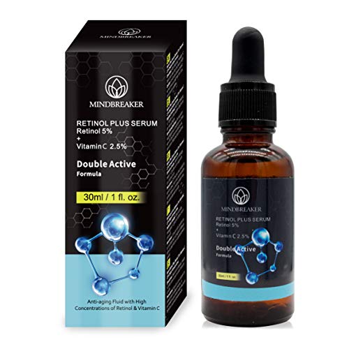 Suero de vitamina C natural con retinol al 5%, nueva fórmula de tratamiento para la piel, reductor orgánico antiarrugas, humectante, ojeras, cicatrices, cuidado orgánico de la piel para rostro y ojos Suero de vitamina C natural con retinol al 5%, nueva fórmula de tratamiento para la piel, reductor orgánico antiarrugas, humectante, ojeras, cicatrices, cuidado orgánico de la piel para rostro y ojos