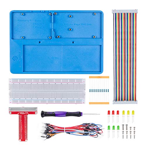 SunFounder Breadboard Kit RAB Holder, 830 Points Solderless Circuit Breadboard, Jumper Wires, LED, Resistors for Arduino R3, Mega 2560 & Raspberry Pi 4B, 3B+, 3B, 2B and 1 Model B+