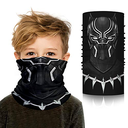 Superhero Polaina Mascarilla Cara Niños Bufanda Animal Cuello Polaina Cosplay Casco UV - Negro - Small