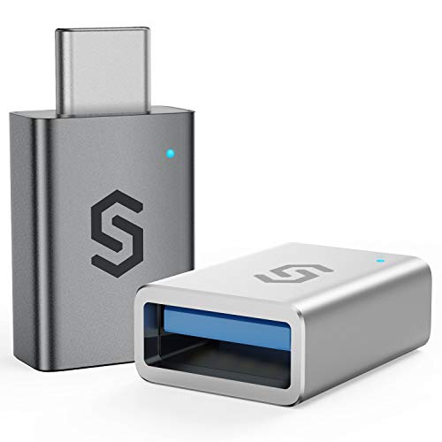 Syncwire Adaptador USB C a USB 3.0 - [OTG-2 Unidades] Mini Aluminio Adaptador Tipo C, con Indicador Led, para MacBook Pro 2019 y anteriores, MacBook Air 2019/2018, Dell XPS y más dispositivos Tipo C