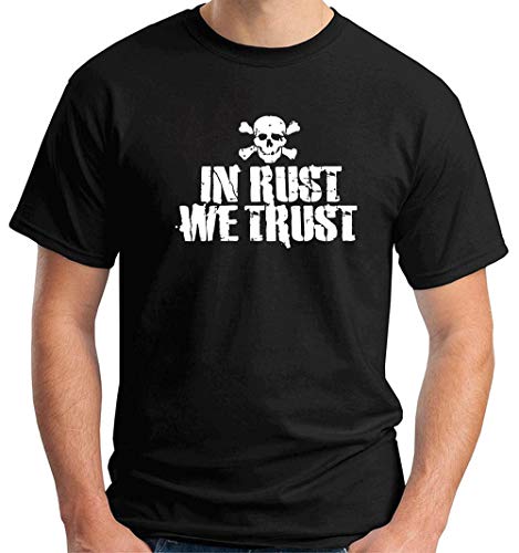 T-Shirt Hombre Negro TB0281 IN Rust We Trust Rat Hot Rod