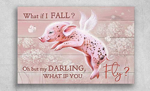TammieLove Póster de Flying Pink Pig Dandelion What If I Fall Oh But My Darling What If You Fly para el día de San Valentín (12 x 16 pulgadas)