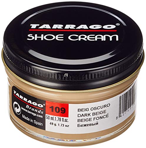 Tarrago | Shoe Cream 50 ml | Crema para Zapatos, Bolsos y Accesorios de Cuero y Cuero Sintético (Beige Oscuro 109)