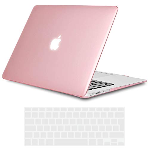 TECOOL Funda MacBook Air 13 Pulgadas (Versión: 2010-2017, Modelo: A1466 / A1369), Delgado Cubierta Plástico Dura Case Carcasa con Tapa del Teclado para MacBook Air 13.3 Pulgada - Rosa Cristal
