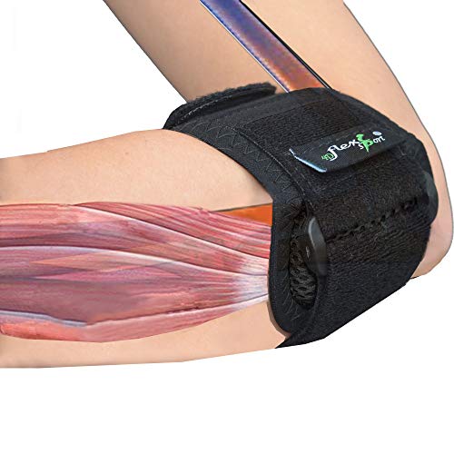 Tennis Elbow Support - AS WORN AT WIMBLEDON (BLACK) Quality Unique New Hi-Tech Airflow Fabric. Not Neoprene/Latex-Free. Non-Sweat at Rest Less Sweaty than all Other Conventional Supports During Strenuous Activity & NO ITCHY RASH. One-Size, Adjustable Tens