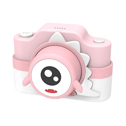 The Zoofamily Videocámara y Cámara Digital Infantil Trasera + Selfie de 24MP con WiFi | Cámara de Fotos y Vídeo de Juguete Compacta de Acción con Pantalla HD 2.0 para Niños y Niñas - Dinosaurio Rosa