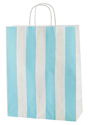 Thepaperbagstore 20 Bolsas De Papel De Colores, Reciclables Y Reutilizables, con Asas Retorcidas, Rayas Blancas y Azul Claro - Mediana 250x110x310mm Thepaperbagstore 20 Bolsas De Papel De Colores, Reciclables Y Reutilizables, con Asas Retorcidas, Rayas Blancas y Azul Claro - Mediana 250x110x310mm