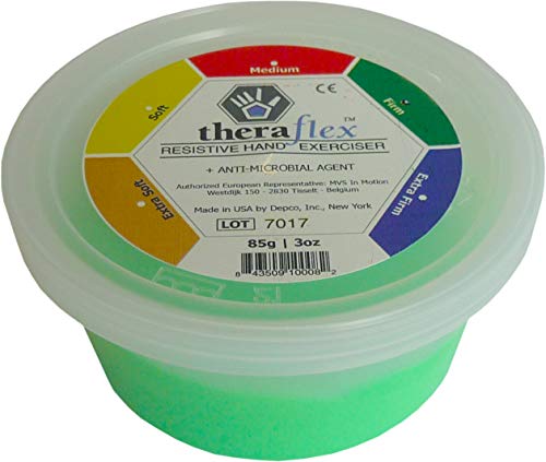 Theraflex - Masilla antimicrobiana para ejercicio de manos (85 g, firme), color verde