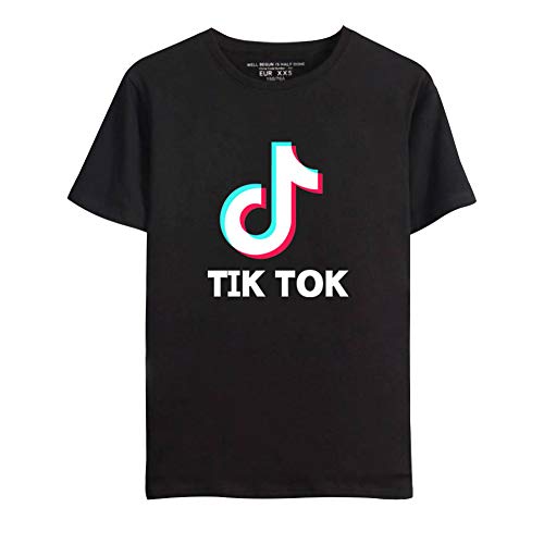 TIK Tok Camiseta Unisex Camiseta de Manga Corta con Cuello Redondo Blusa Verano T Shirt básica para niños y niñas C00605-TX03-1-M