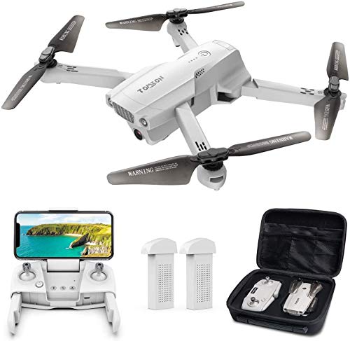 Tomzon Dron GPS D65 con cámara 4K para adultos Dron Plegable FPV RC Quadcopter con autonomía 40 minutos, función RTH, seguimiento, control gestuel con una maleta de transporte