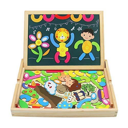 TONZE Pizarra Magnetico Puzzles Infantiles Madera Tablero de Dibujo Doble Cara Rompecabezas Infantiles 3 Años +