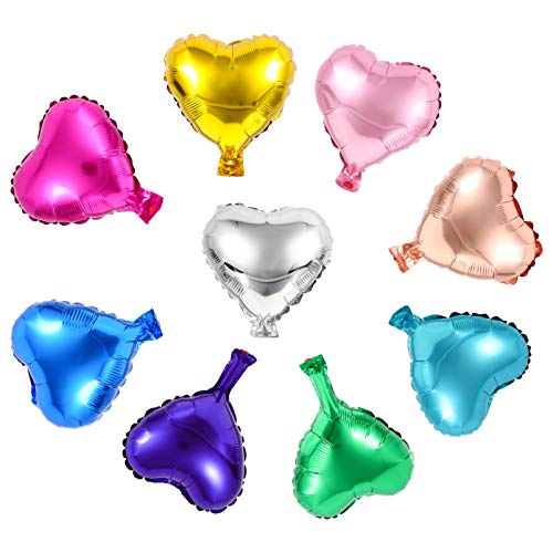 TOYANDONA 20 Piezas Corazón Globos de Papel de Aluminio 10 Pulgadas Globos de Papel de Boda Amor Corazón Mylar Globos para Cumpleaños Boda Día de San Valentín Decoración (Color Aleatorio)