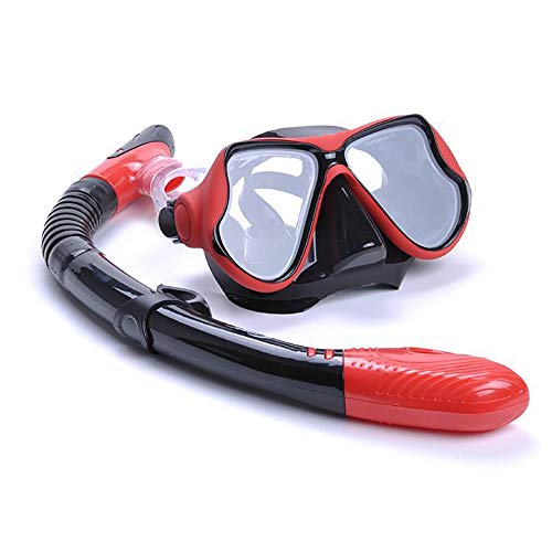 Traje de máscara Juego de Snorkel Duradero for Adultos, Vasos Anti-Niebla Gafas de Snorkel for Snorkel, natación y Buceo Adecuado para Snorkeling (Color : Red, Size : One Size)