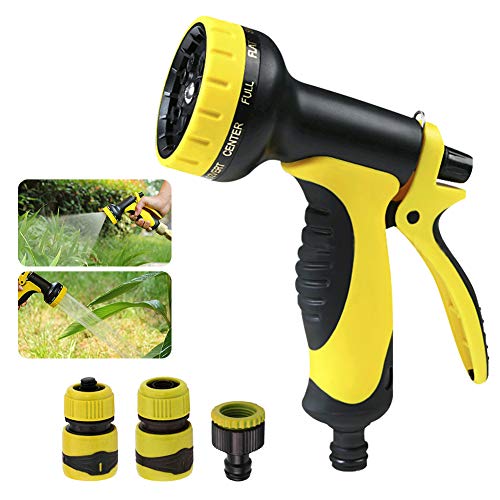 TUKNON Pistola de Riego, Pistola de Agua de jardín con 10 Modos de Ajustable pulverización, Rociador de Mano de Alta presión para regar el césped, Lavado de Autos, baño de Mascotas, Limpieza de acera TUKNON Pistola de Riego, Pistola de Agua de jardín con 10 Modos de Ajustable pulverización, Rociador de Mano de Alta presión para regar el césped, Lavado de Autos, baño de Mascotas, Limpieza de acera