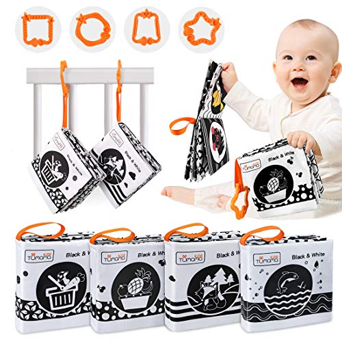 Tumama Libros de Tela Suave para bebés,Libros Blandos Juguetes para bebé,Libros de Tela en Blanco y Negro con Animales,Fruta,Verduras Juguete Regalo para bebés,niños(4 Packs) Tumama Libros de Tela Suave para bebés,Libros Blandos Juguetes para bebé,Libros de Tela en Blanco y Negro con Animales,Fruta,Verduras Juguete Regalo para bebés,niños(4 Packs)