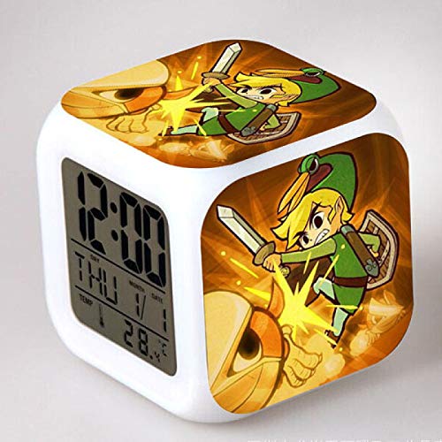 TYWFIOAV La Leyenda de Zelda Reloj Despertador Luminoso Juguete de plástico para niños Reloj Despertador Digital LED Bebé