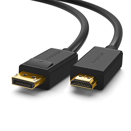 UGREEN Cable Displayport a HDMI, Cable DP a HDMI 4K@30Hz 3840 * 2160 Adaptador HDMI Displayport 4K Resolución Transmite Vídeo y Audio para Tarjeta Grafica, Gafas VR, HDTV, Proyector y Monitor, 2M
