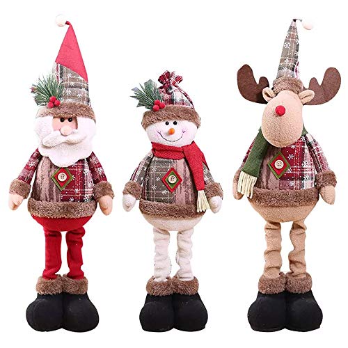 Ultranic 3pcs Muñecos Navideños Extensibles, Decoracion de Navidad Hogar Papá Noel Reno Muñeco de Nieve Adornos Navideños Originales Decoración de Escaparate Tienda Suministros de Navidad