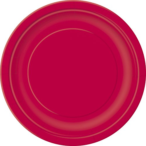 Unique Party - Platos de Papel - 17.1 cm - Rojo - Paquete de 20 (31454)