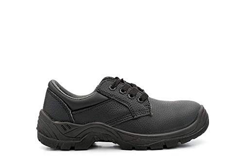Unisex Cuero Negro Acolchado Cuello Comodidad Seguridad Zapatos - Negro, 4 UK