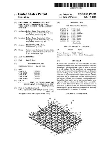 Universal tile installation mat for uncoupling floor or wall tiles set in mortar from a support surface: United States Patent 9890959 (English Edition)
