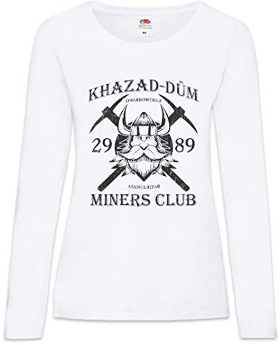 Urban Backwoods Khazad-Dum Miners Club Women T-Shirt Mujer Camiseta de Manga Larga Blanco Talla S
