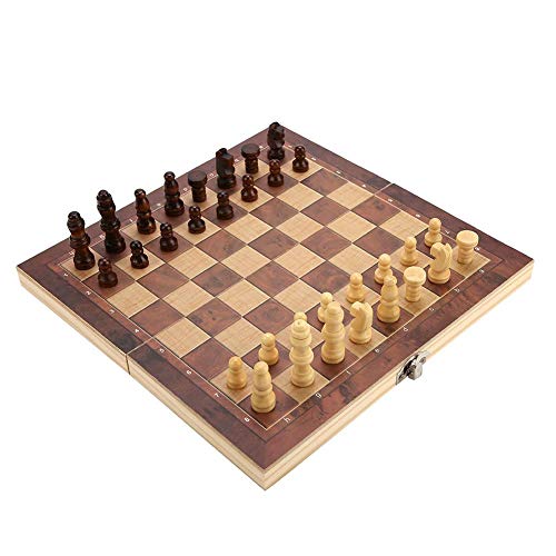 V GEBY Juego de ajedrez Internacional 3 en 1 Competencia de enseñanza de Madera Chessman Caja de Regalo Tablero de ajedrez de Madera Maciza