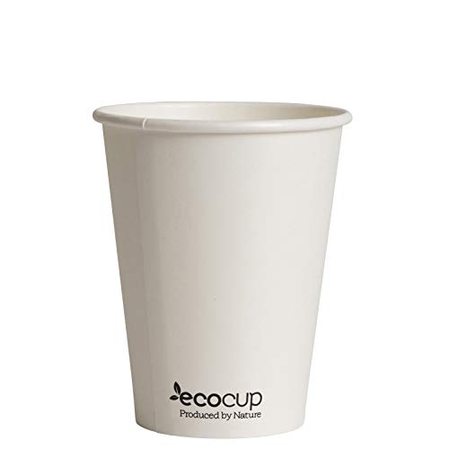 Vasos de Café Desechables, Biodegradables y Compostables- 500Uds 400ml/ 12oz -Materiales 100% Ecológicos: Cartón con Certificado FSC®, Revestimiento de Bioplástico PLA Ingeo™. Blanco