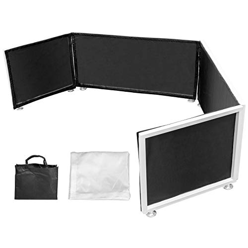 VEVOR Fachada Frontal DJ Iluminación para Discoteca Cabina de 40 x 270 cm, Cabina DJ Mesa Plegable Blanco de Alta Resistencia, Pantalla de DJ Desmontable con Bolsa de Transporte para Diversión