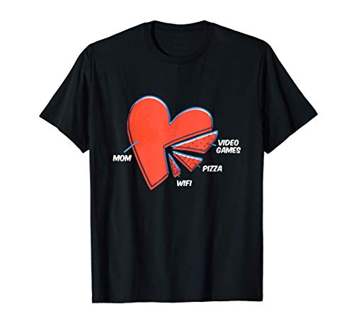 Video Games Pizza Wifi Mom Heart Valentines Day Gift Camiseta