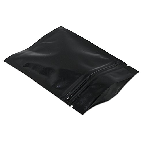 WACCOMT Pack 100 bolsas planas de Mylar de aluminio, sellables, impermeables, para alimentos, café, muestras de almacenamiento, olor neutro, con muesca (negro, 8,5 x 13 cm)