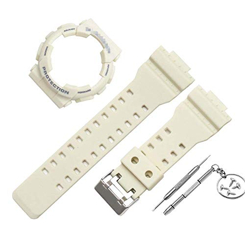 WANNA.ME Correa de Reloj de Repuesto + Funda de Cubierta Compatible para Casio G Shock GA-110 GA100 GD-120, la Pulsera de Correas de Pulsera PVC para Casio G Shock GA-110 GA100 GD-120 de Confianza