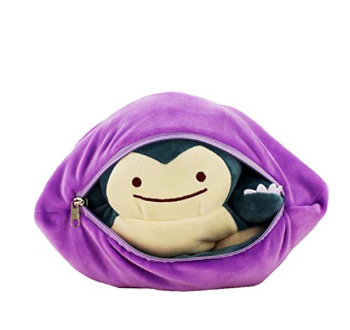 WEICHUANG Juegos De Anime Pokemon Diseño Especial Ditto Snorlax Peluche De Juguete 32Cm, Metamon Inside-out Ditto Becomes Snorlax Stuffed Doll Pillow Cojín