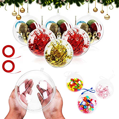 WELLXUNK Bolas de Transparente 20 Piezas Bola Navidad Plástico Transparente,Bolas Transparentes para Adornos,para la decoración casera de la Navidad del Banquete de Boda(8cm)